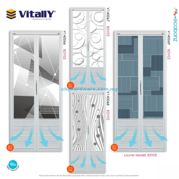 VITALLY Bi-Fold B2V02 Louvers Aluminium Door VITALLY Bi-Fold B2V02 Louvers Aluminium Door