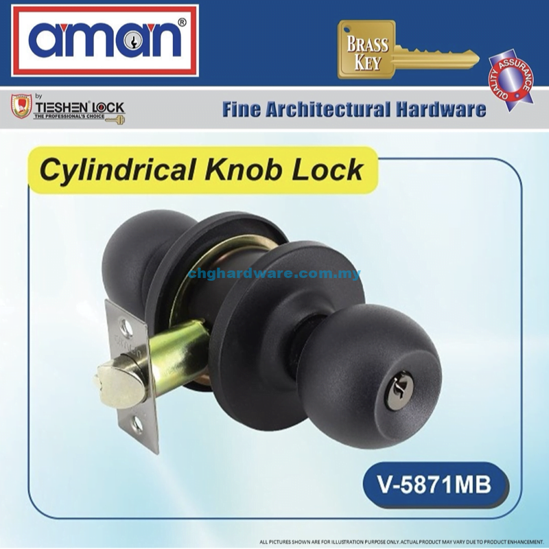 AMAN V5871MB Cylindrical Entrance Lock - Matte Black