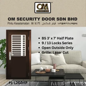 OM Security Door BS 3’x7′ Half Plate Series (9 Lock / 13 Lock) - Image 3