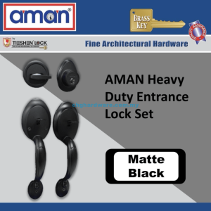 AMAN V-4711MB Heavy Duty Entrance Lock Set - Matte Black