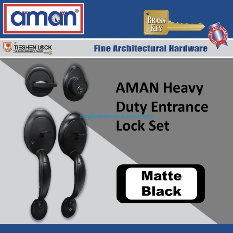 AMAN V-4711MB Heavy Duty Entrance Lock Set - Matte Black